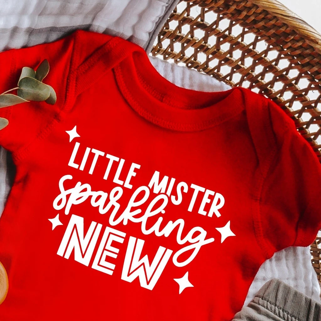 The Juniper Shop Little Mister Sparkling New | Baby Graphic Short Sleeve Onesie
