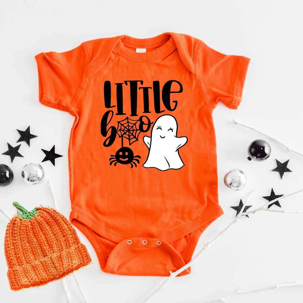 The Juniper Shop Little Boo Ghost | Baby Graphic Short Sleeve Onesie