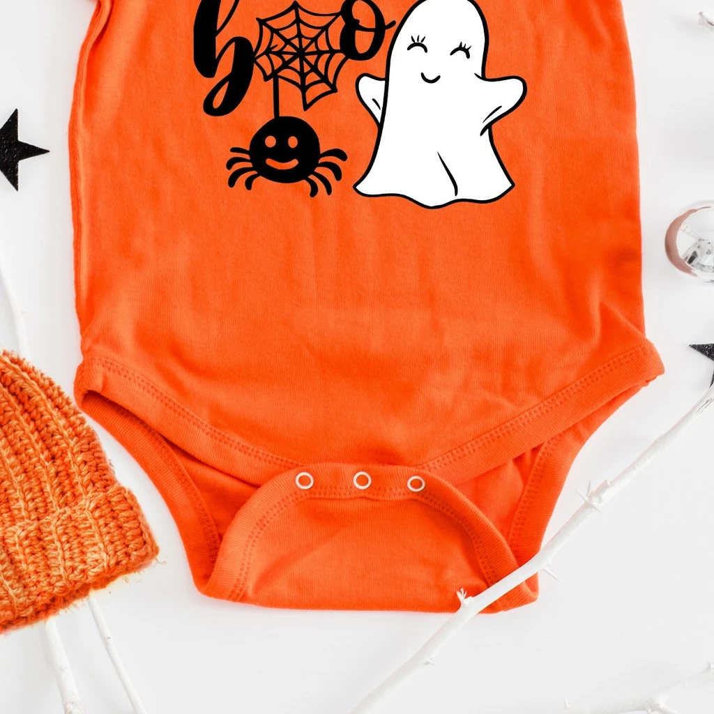 The Juniper Shop Little Boo Ghost | Baby Graphic Short Sleeve Onesie