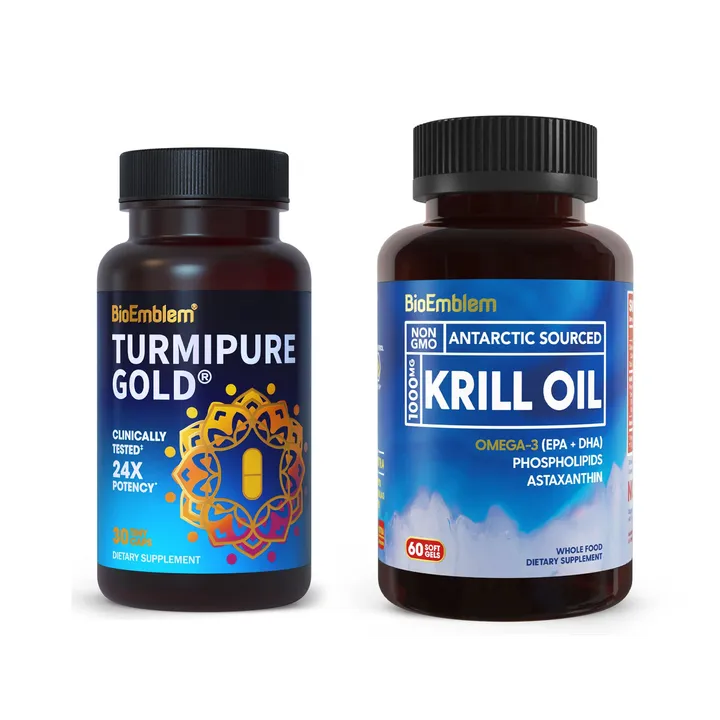 BioEmblem Antarctic Krill Oil & Turmeric Curcumin- Clinically Studied TurmiPure