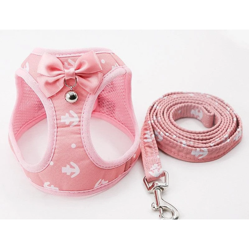 Dog Hugs Cat Grid Pattern Cat Chain Traction Rope Set With Chest Harness And Collar