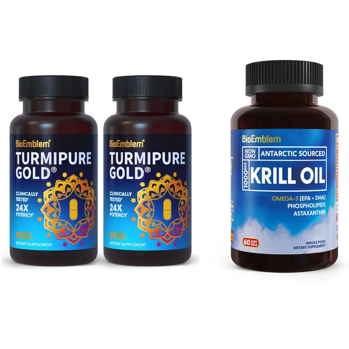 BioEmblem Turmeric Curcumin With TurmiPure And BioEmblem Antarctic Krill Oil