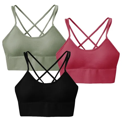 RS Sports & Fitness 3Packs Women Cross Back Sport Bras