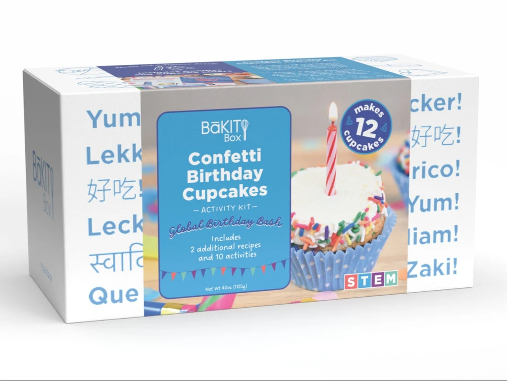 BāKIT Box New: Confetti Birthday Cupcakes Activity Kit + Candles and Liners