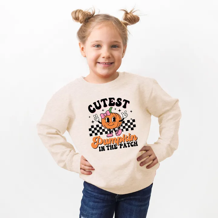 The Juniper Shop Cutest Pumpkin Checkered | Toddler Graphic Sweatshirt
