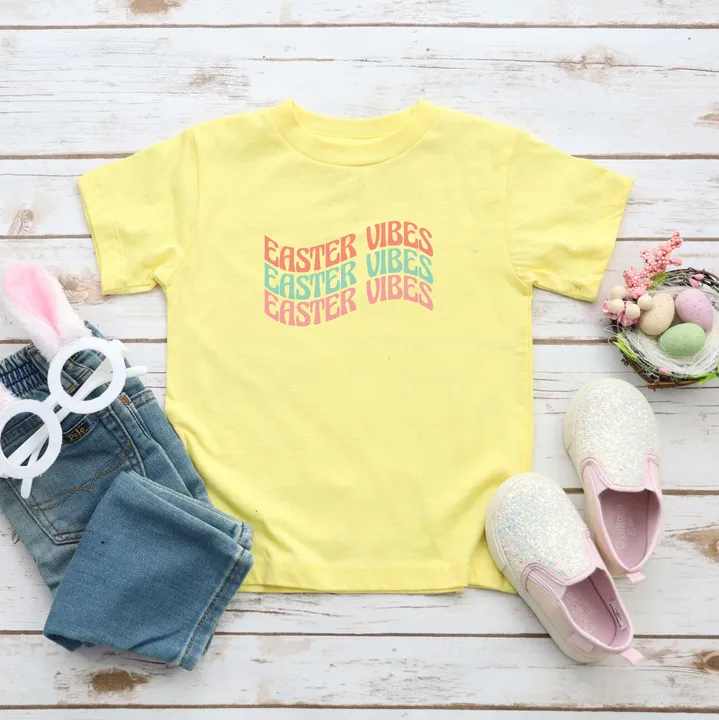 The Juniper Shop Easter Vibes Wavy Stacked | Toddler Short Sleeve 