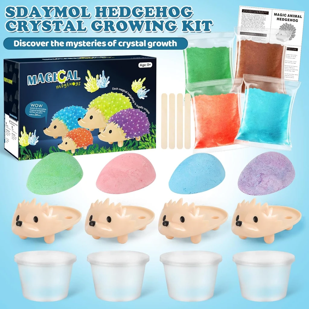 Krediz Crystal Growing Kit for Kids - 4 Colors Hedgehog