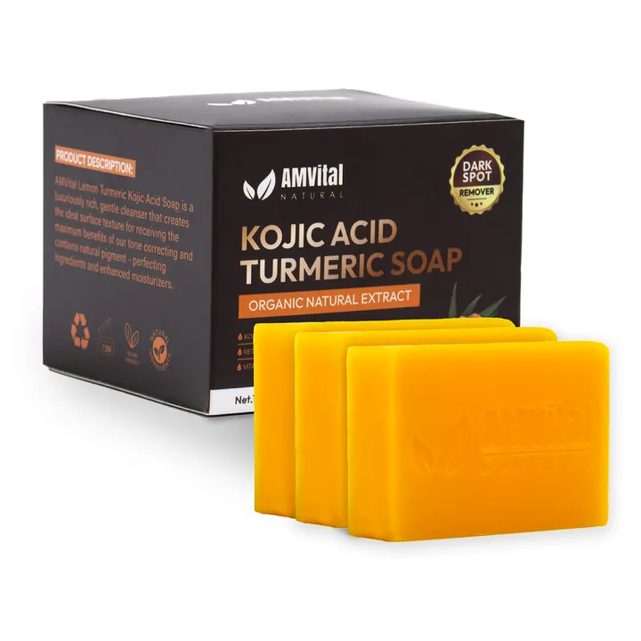 AMVital Turmeric Kojic Acid Soap Bar - Plant-Based Face & Body Soap