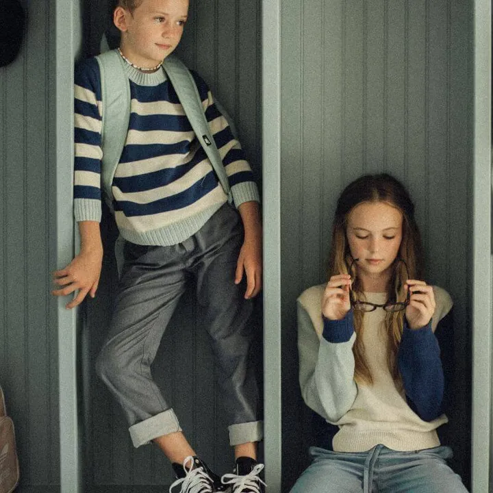 Firebird Kids Striped Sweater & Soft Denim Pants Bundle