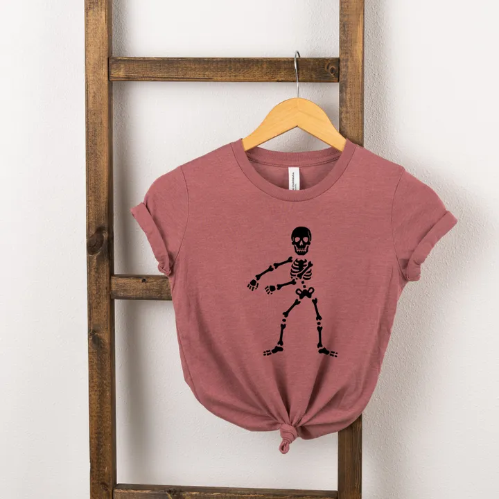 The Juniper Shop Flossing Skeleton - Toddler Short Sleeve Crew Neck - Black Ink