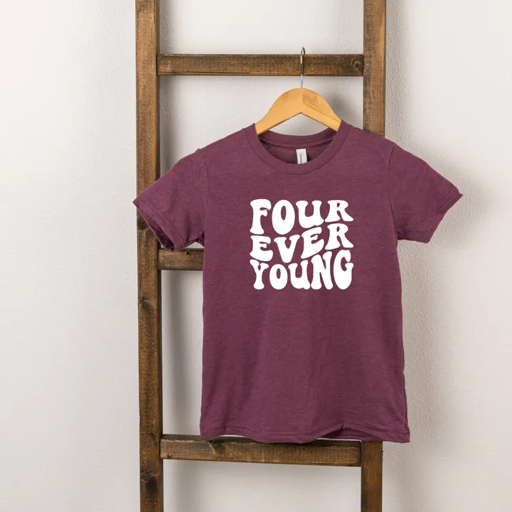 The Juniper Shop Four Ever Young Wavy - Toddler Short Sleeve Crew Neck - White Ink