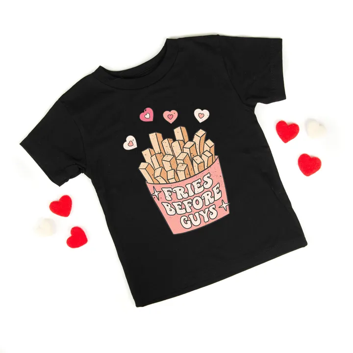 The Juniper Shop Fries Before Guys - Toddler Short Sleeve Crew Neck - Multi Color