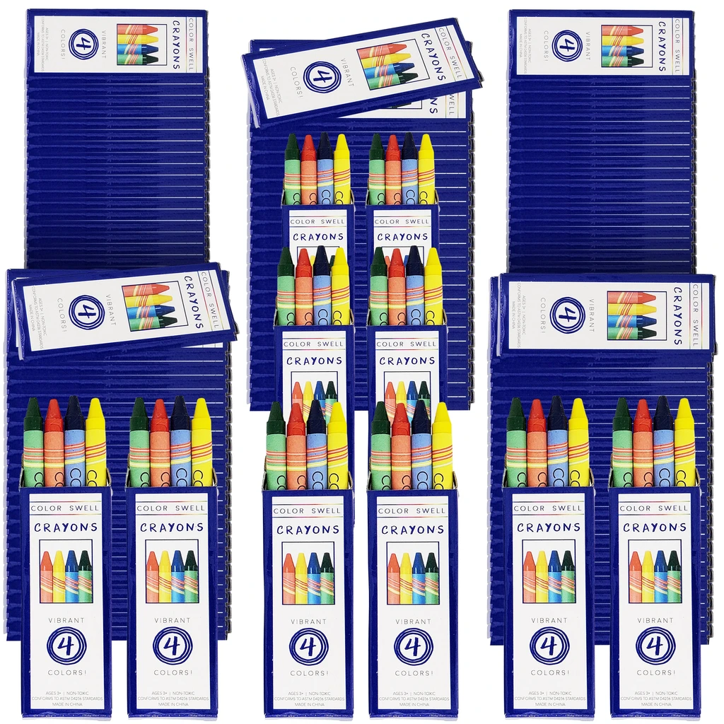 Color Swell Color Swell Bulk Crayons - 4 Crayons per Pack, 300 Packs - Restaurant Crayons