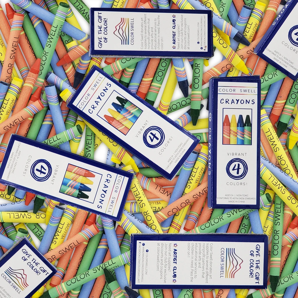 Color Swell Color Swell Bulk Crayons - 4 Crayons per Pack, 300 Packs - Restaurant Crayons