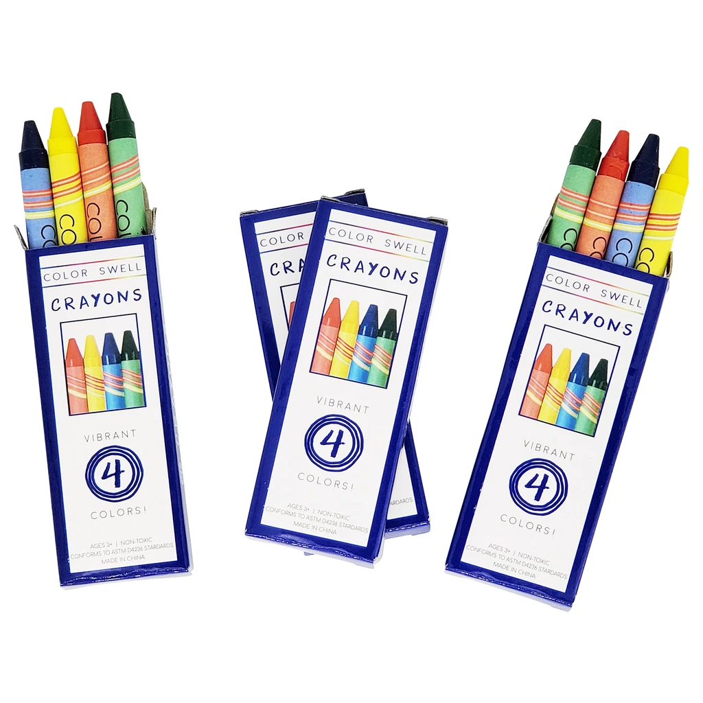 Color Swell Color Swell Bulk Crayons - 4 Crayons per Pack, 300 Packs - Restaurant Crayons