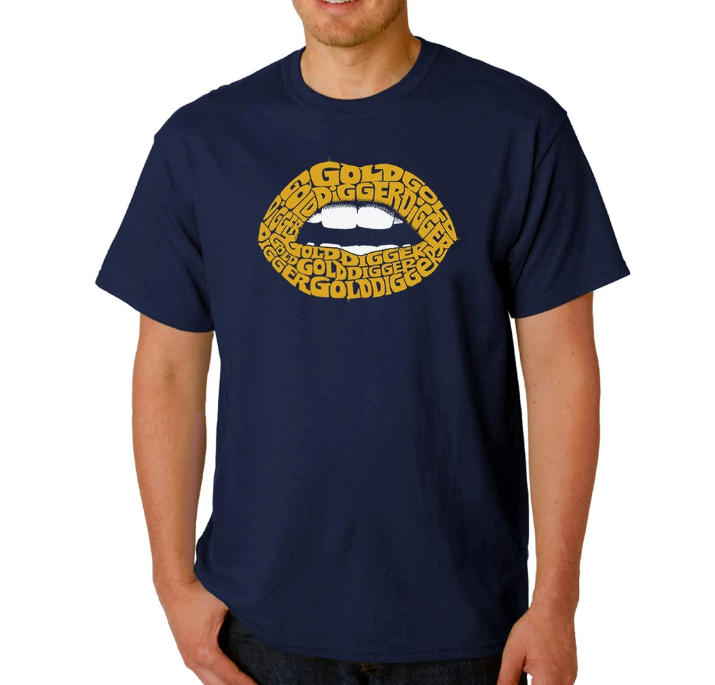 Los Angeles Pop Art Gold Digger Lips - Men's Word Art T-Shirt