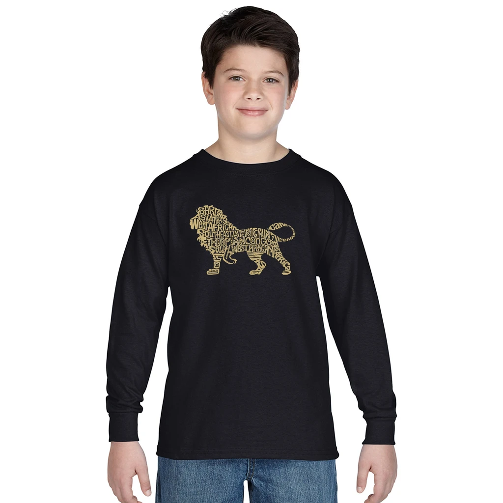 Los Angeles Pop Art LA Pop Art Boy's Word Art Long Sleeve - Lion