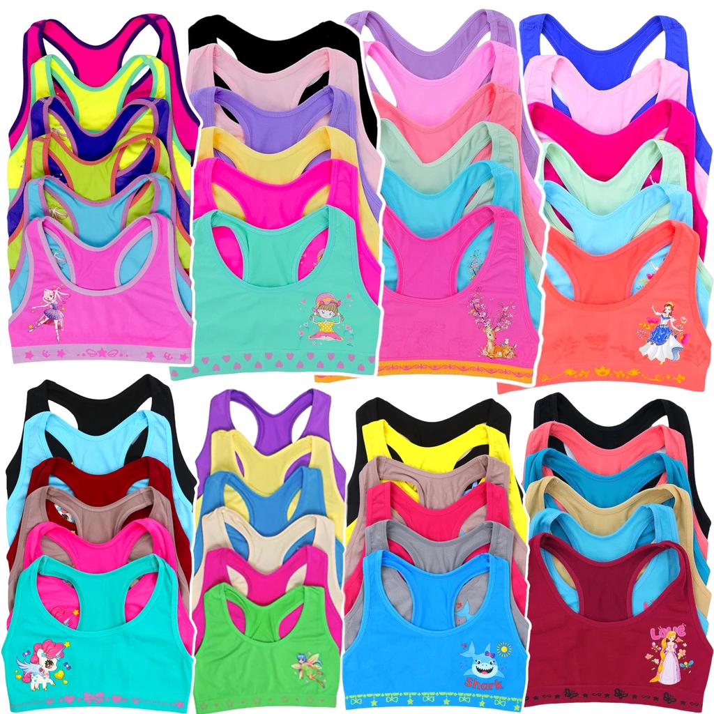 ToBeInStyle Girls' Multi-Item Pack Random Print Racerback Or Cami Training Bras