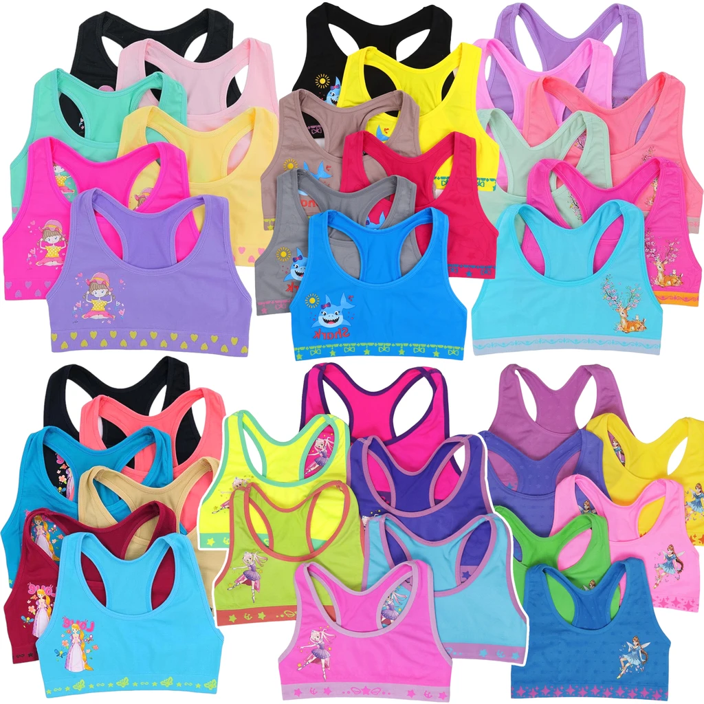 ToBeInStyle Girls' Multi-Item Pack Random Print Racerback Or Cami Training Bras