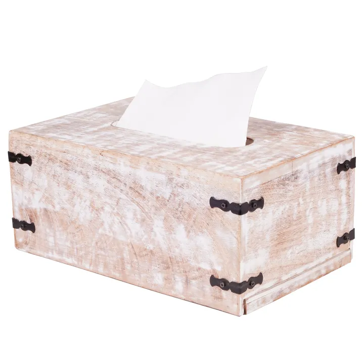 LuxeDesigns Rustic Mango Wood Tissue Dispenser ~ Rectangle