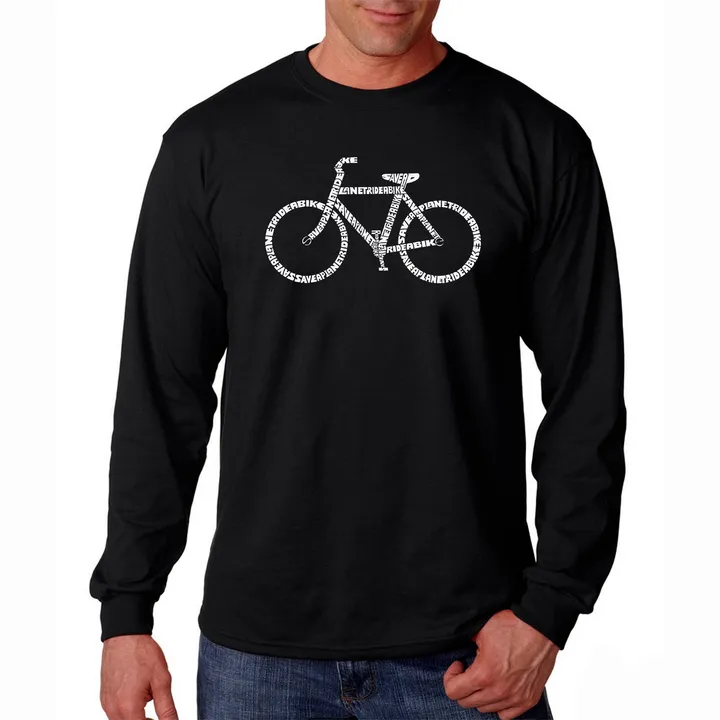 Los Angeles Pop Art SAVE a PLANET, RIDE a BIKE - Men's Word Art Long Sleeve T-Shirt