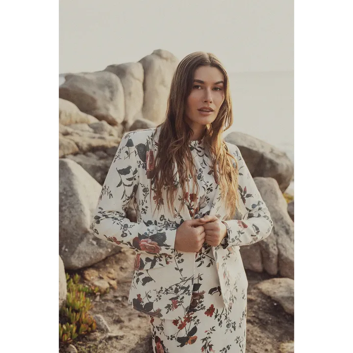 Fame On Central Tailored Antique Floral Blazer