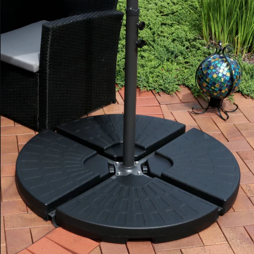 Sunnydaze Offset Patio Umbrella with Cantilever and Cross Base - Round Base Set