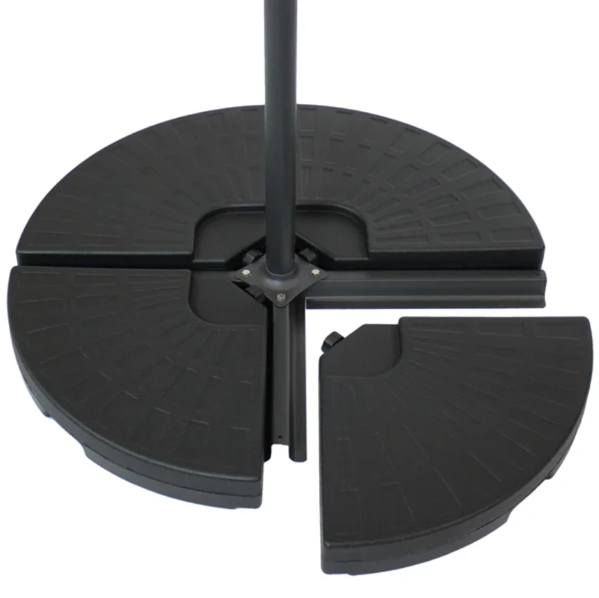 Sunnydaze Offset Patio Umbrella with Cantilever and Cross Base - Round Base Set