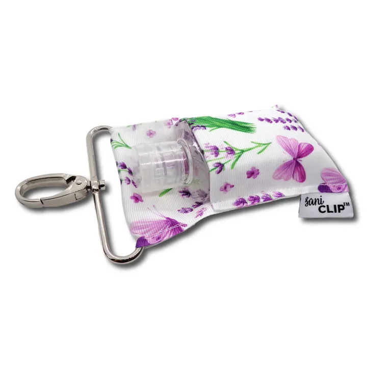 LippyClip Lavender Floral SaniClip Hand Sanitizer Holder