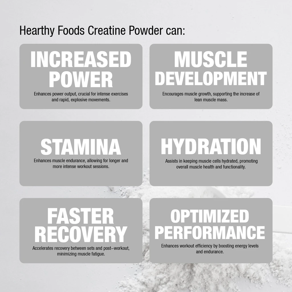 Hearthy Foods Creatine Monohydrate Micronized Powder 500G - 100 Servings, 5000mg per Serving (5g) - 17.9 Oz for Men & Women Muscle Growth & Recovery - UNFLAVORED
