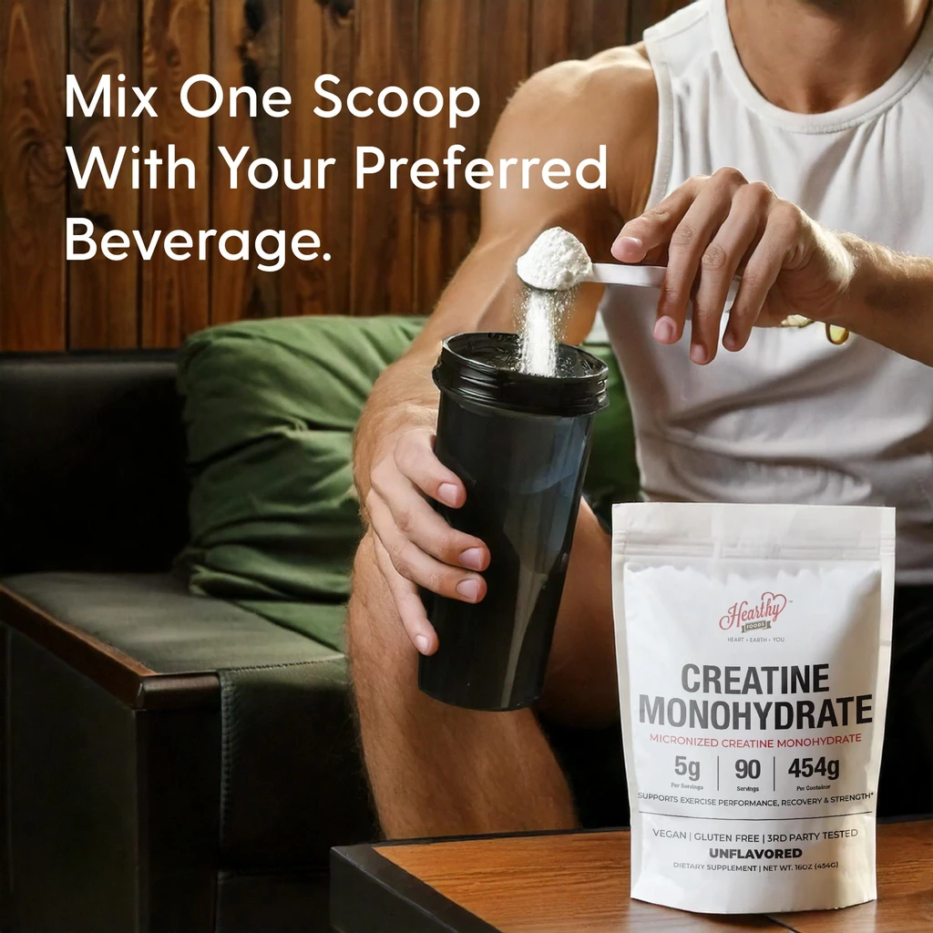 Hearthy Foods Creatine Monohydrate Micronized Powder 500G - 100 Servings, 5000mg per Serving (5g) - 17.9 Oz for Men & Women Muscle Growth & Recovery - UNFLAVORED