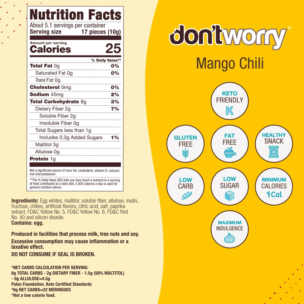 Don't Worry Snacks Just 1 Calorie Per Piece – Low Sugar Meringues