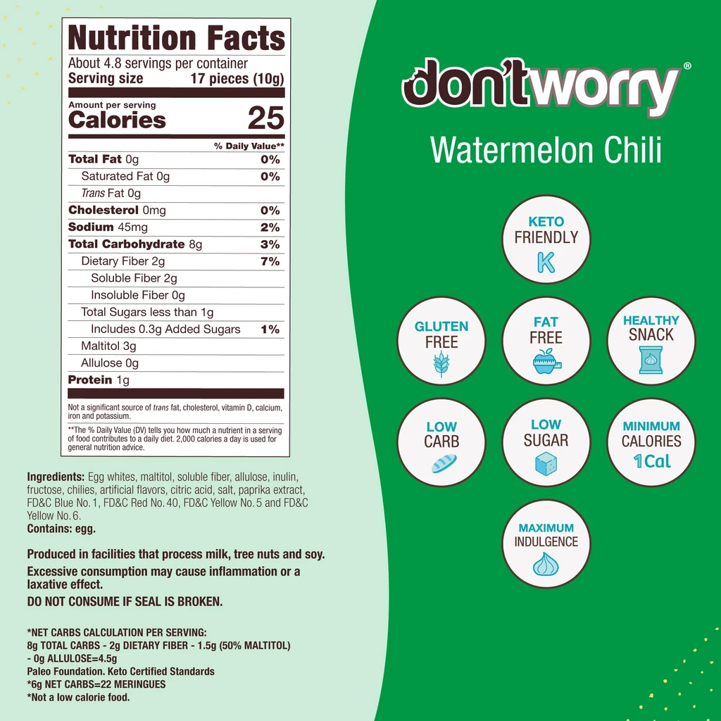 Don't Worry Snacks Just 1 Calorie Per Piece – Low Sugar Meringues