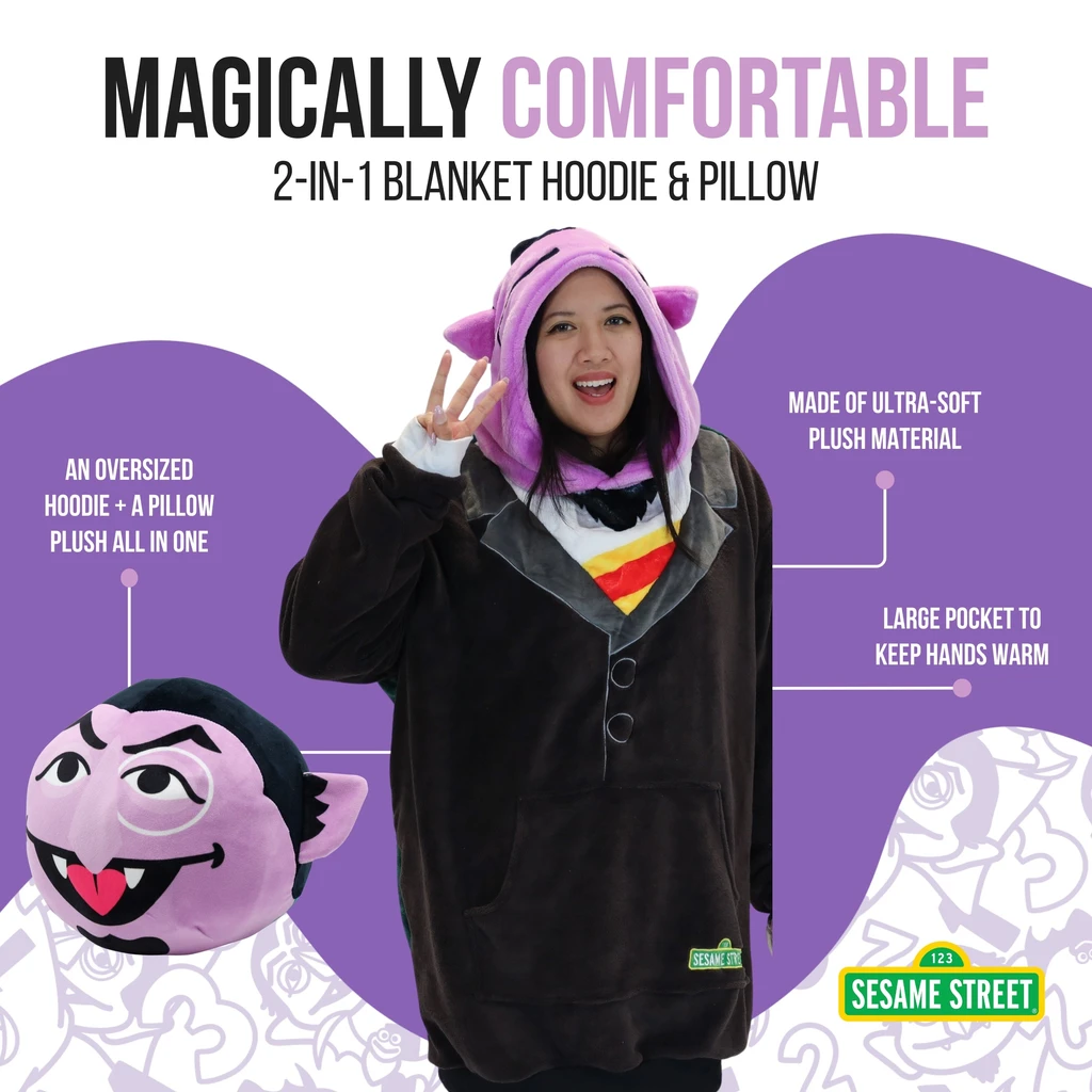 Snugible Sesame Street Adult Snugible 2-in-1 Blanket Hoodie & Pillow