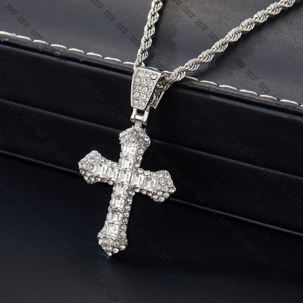 JoeyTheJewelryNY 18k Layered Icedout Hip Hop Cross Pendant With Necklace Chain