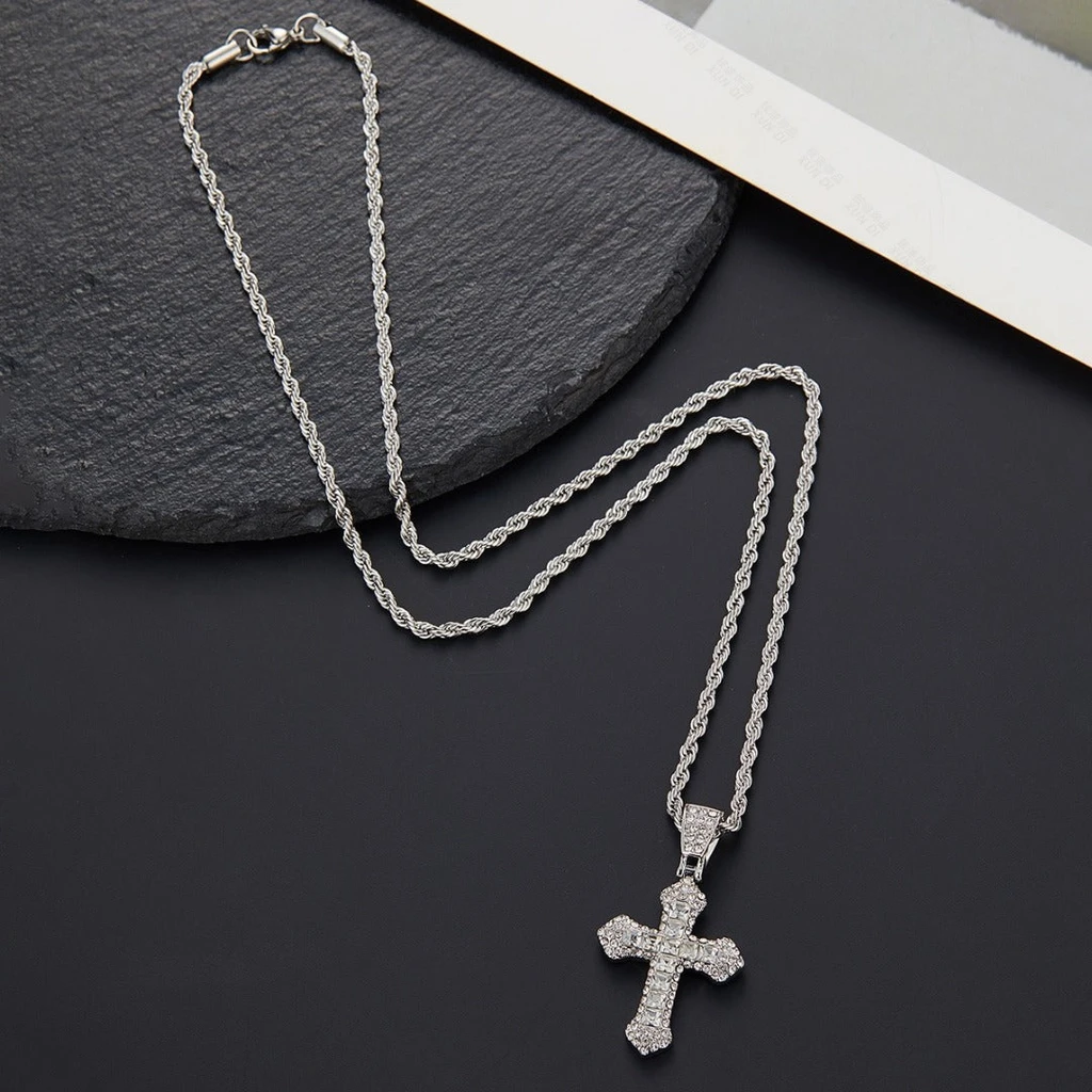 JoeyTheJewelryNY 18k Layered Icedout Hip Hop Cross Pendant With Necklace Chain