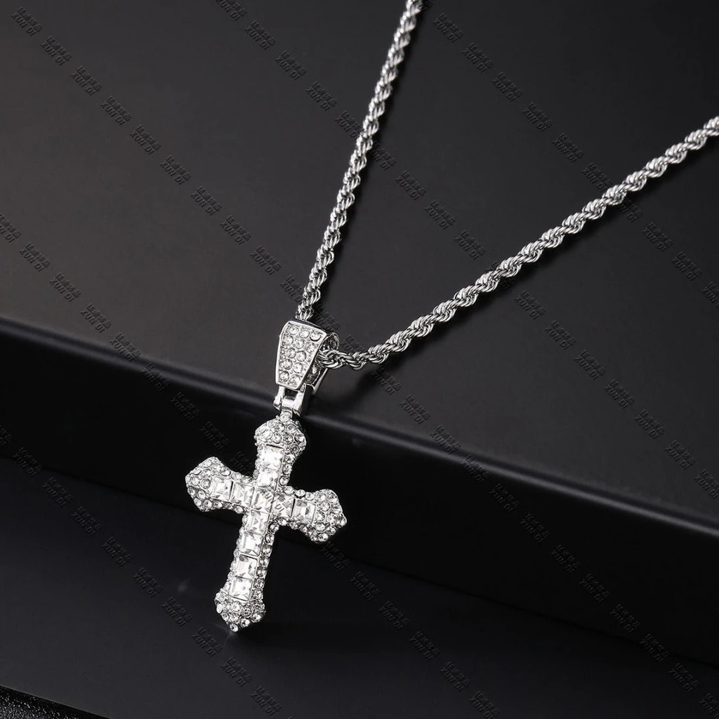 JoeyTheJewelryNY 18k Layered Icedout Hip Hop Cross Pendant With Necklace Chain