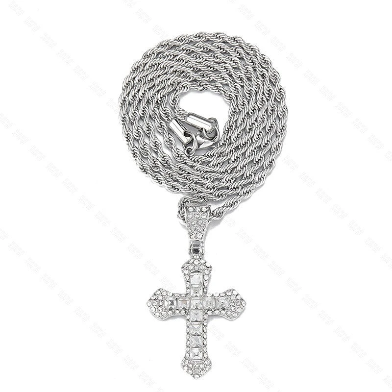 JoeyTheJewelryNY 18k Layered Icedout Hip Hop Cross Pendant With Necklace Chain
