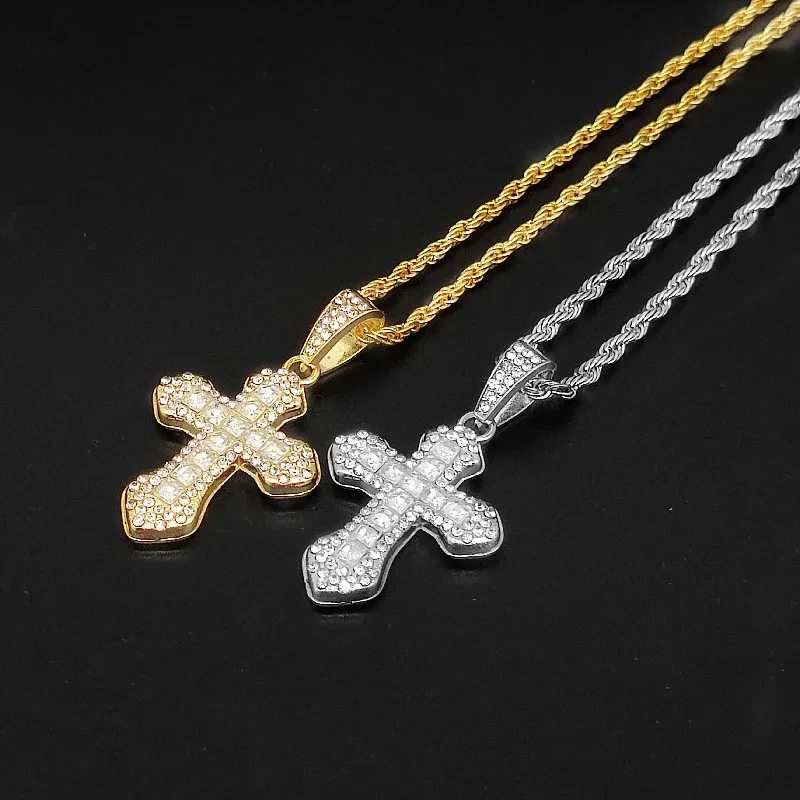 JoeyTheJewelryNY 18k Layered Icedout Hip Hop Cross Pendant With Necklace Chain