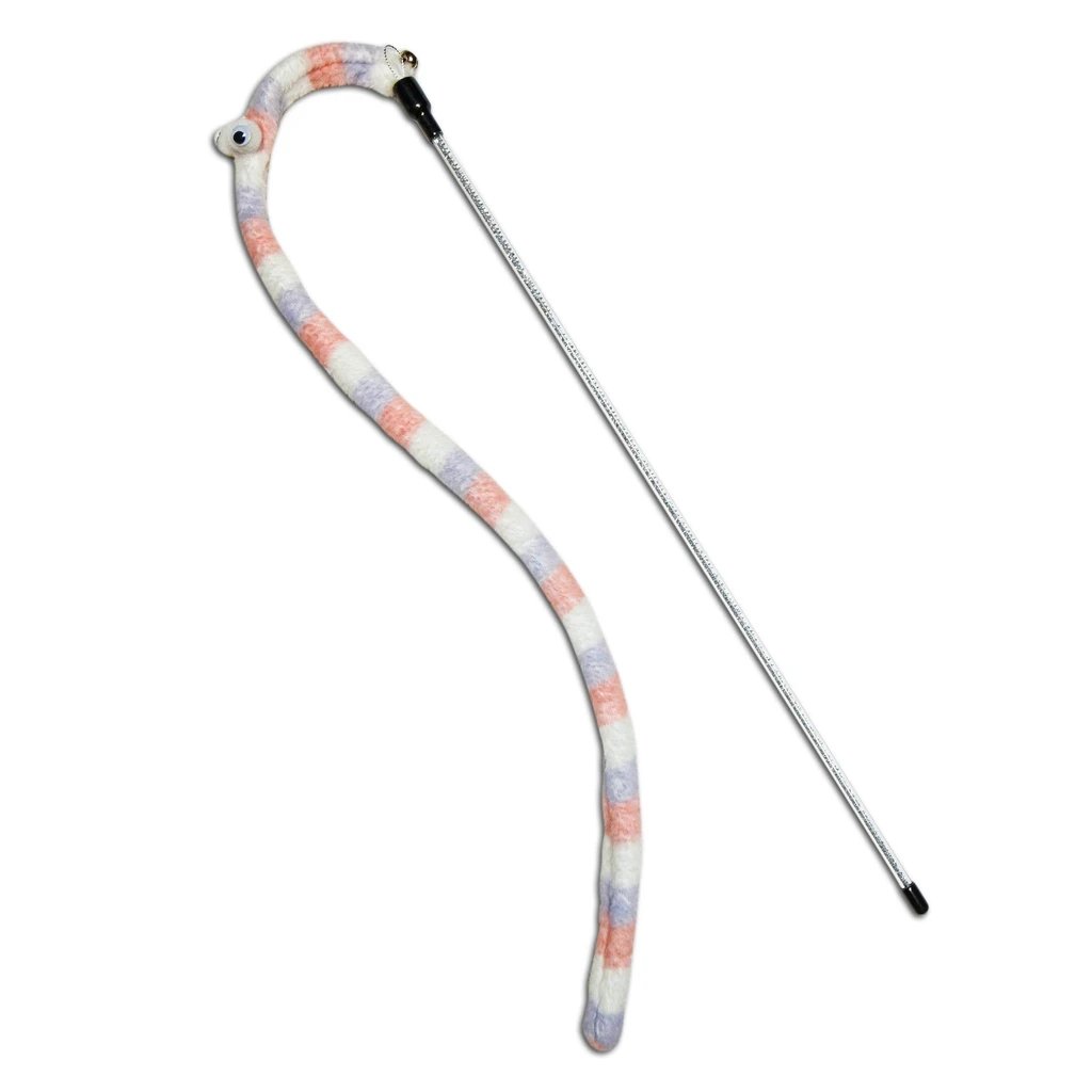 Pet Life Touchcat Worm-Tail Designer Wand Cat Teaser for Playful Fun