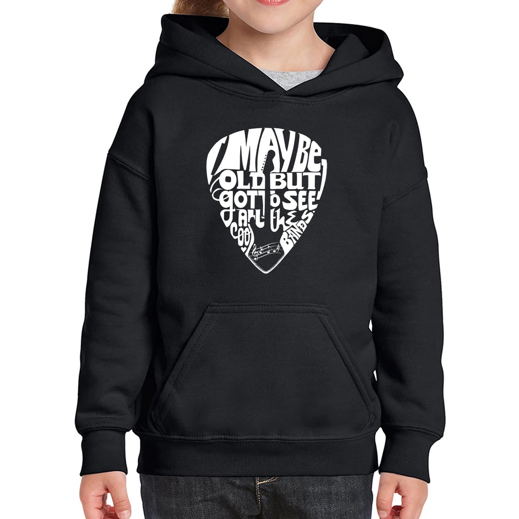 Los Angeles Pop Art Guitar Pick  - Girl's Word Art Hooded Sweatshirt