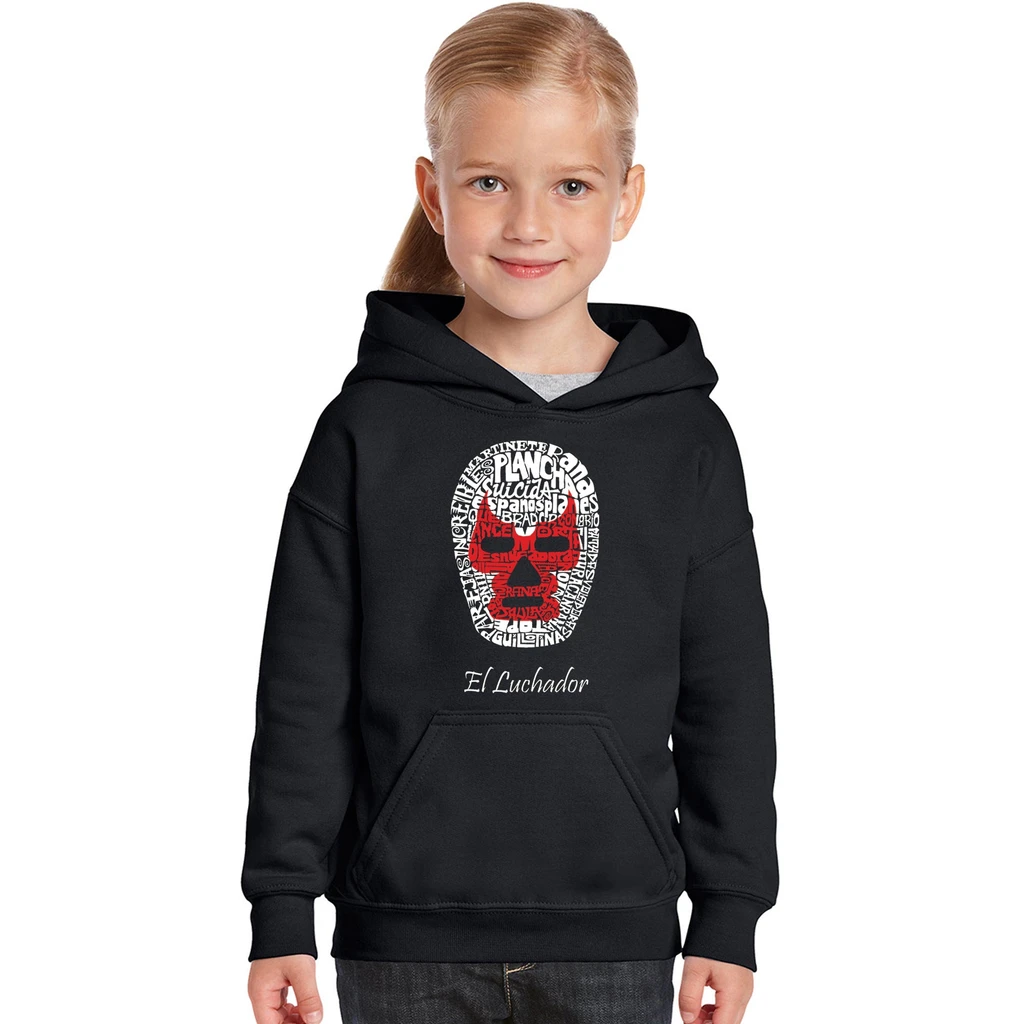 Los Angeles Pop Art MEXICAN WRESTLING MASK - Girl's Word Art Hooded Sweatshirt