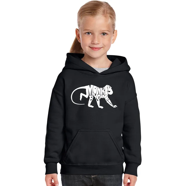 Los Angeles Pop Art Monkey Business - Girl's Word Art Hooded Sweatshirt