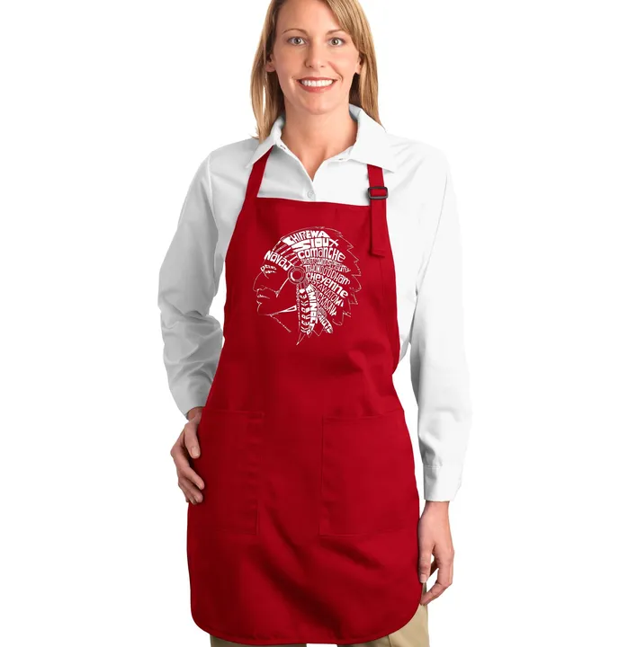 Los Angeles Pop Art POPULAR NATIVE AMERICAN INDIAN TRIBES - Full Length Word Art Apron