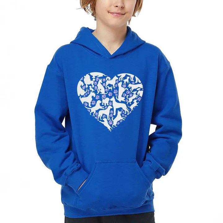 Los Angeles Pop Art Dog Heart Word Art Hooded Sweatshirt for Kids