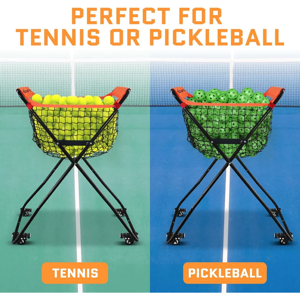 Aceletiqs Ball Caddy For Baseball Softball, 4-Leg With Wheels, Holds 60