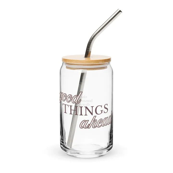 The Banannie Diaries Good Things Ahead Can-Shaped Glass with Lid and Straw