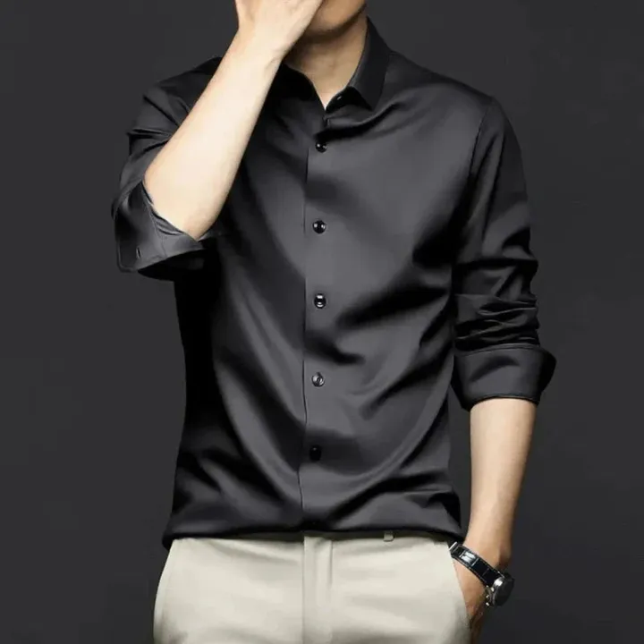 Onetify Mens Button Front Wrinkle Free Shirt
