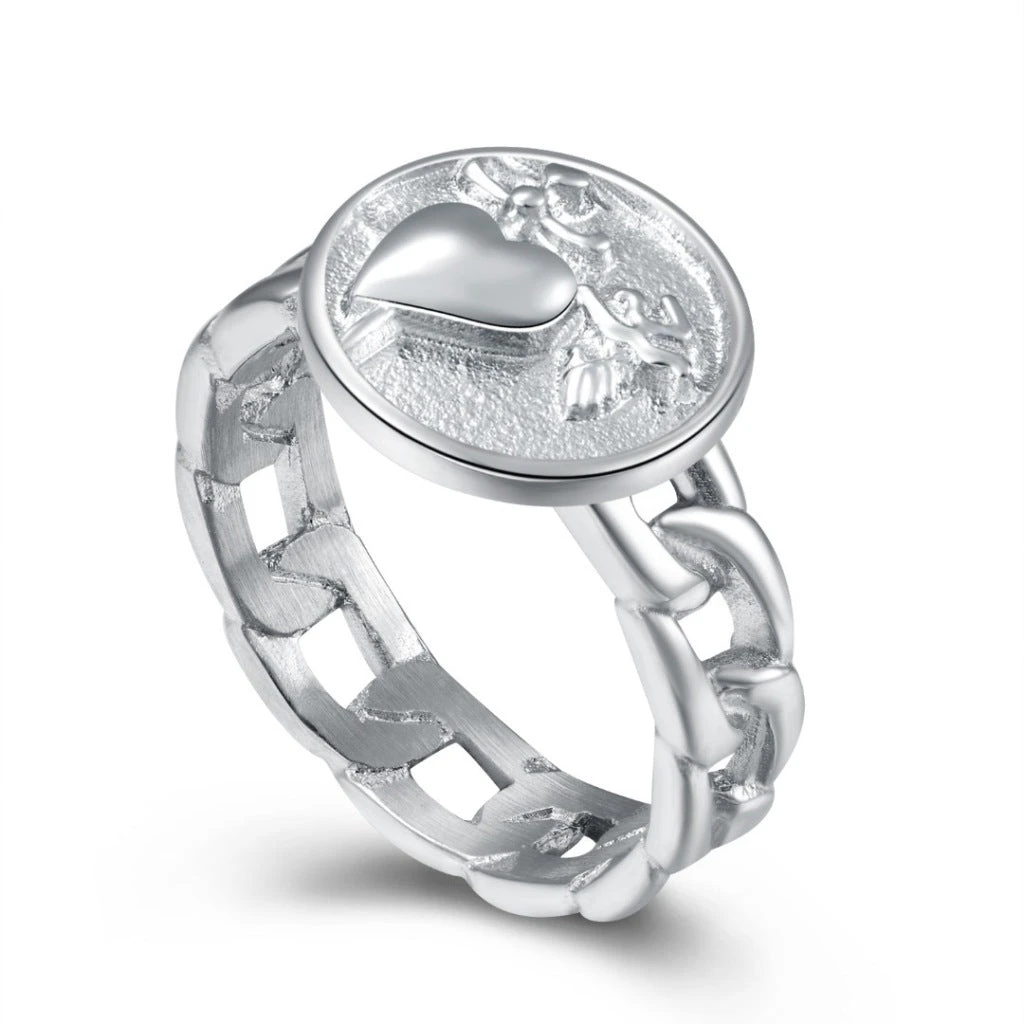 Vibeszn Heart & Dagger Chain Link Ring
