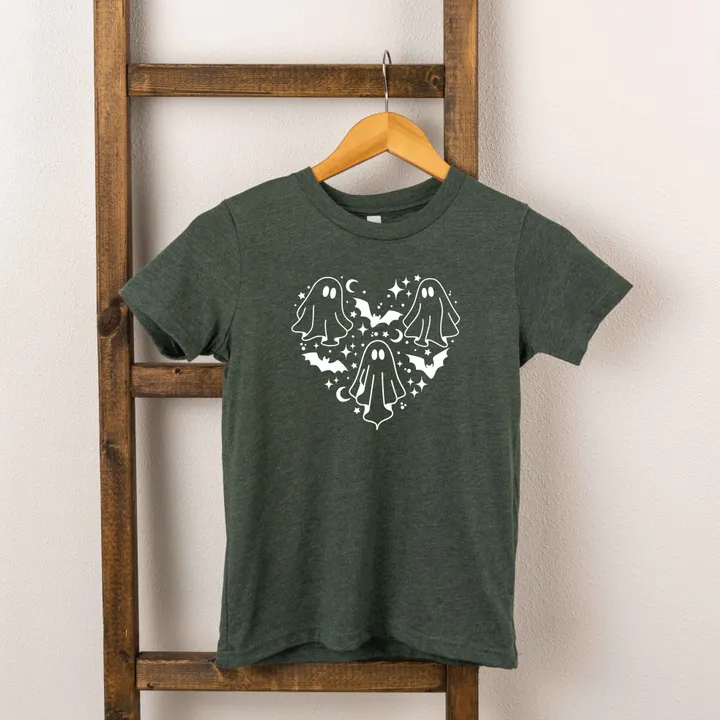 The Juniper Shop Ghosts Heart | Toddler Graphic Short Sleeve Tee - White Ink